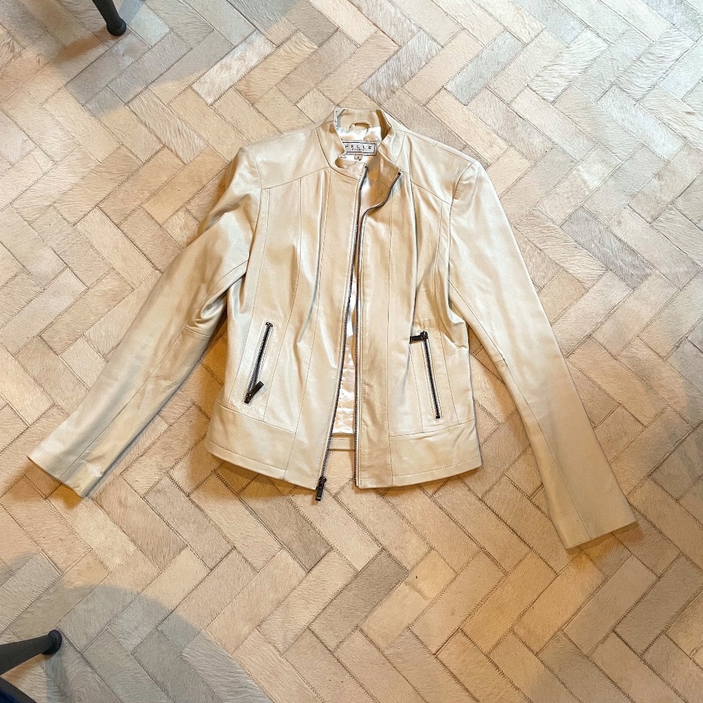 White Pelle Leather Moto Jacket